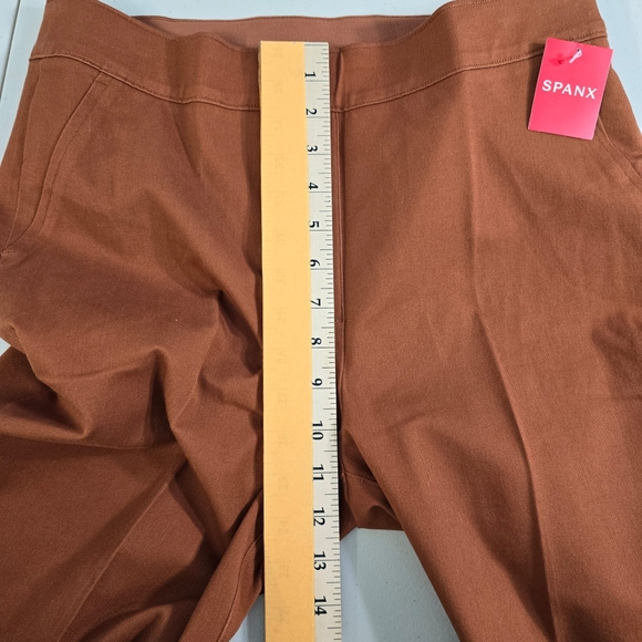 Spanx On The Go Ankle Slim Straight Trousers Pants L Bronze Glow Brown - Picture 8 of 12